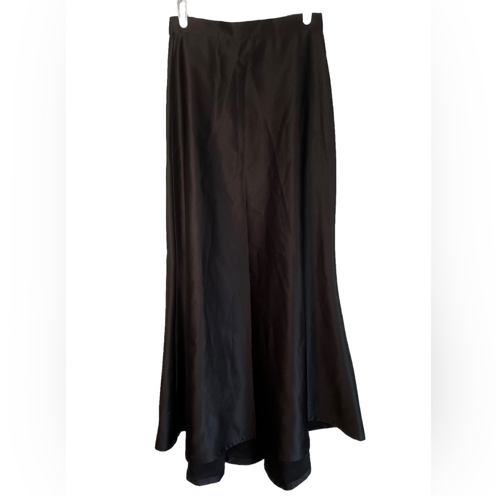TADASHI Shoji COLLECTION Brown Satin Formal Maxi Skirt Fishtail Back Size 6‎